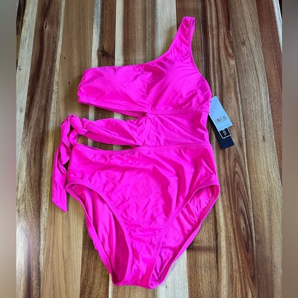 La Blanca One Shoulder Cut Out One Piece, Pop Pink, Size 6, NWT - Picture 4 of 13